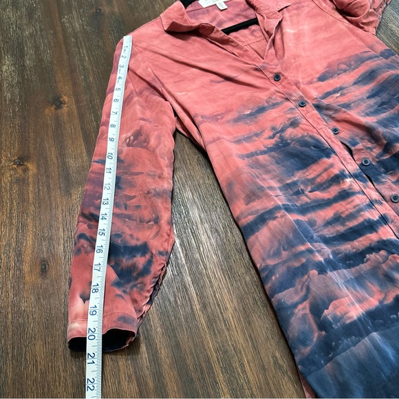 Maxi Shirtdress Tie dye button down V neck tie waist dress Anthropologie - Picture 14 of 16